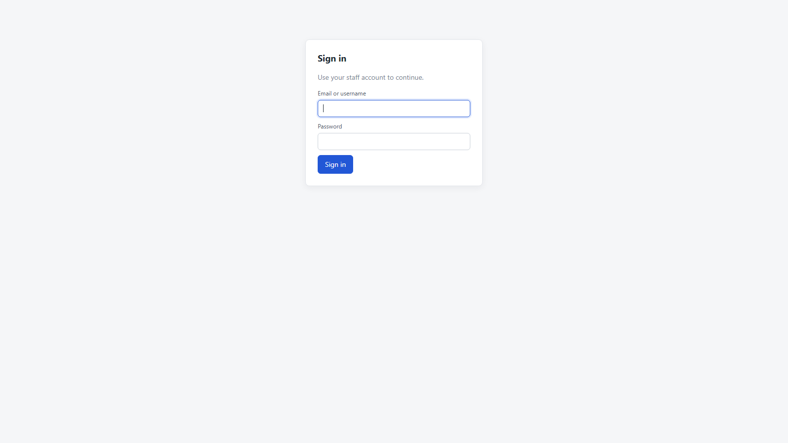 Login page