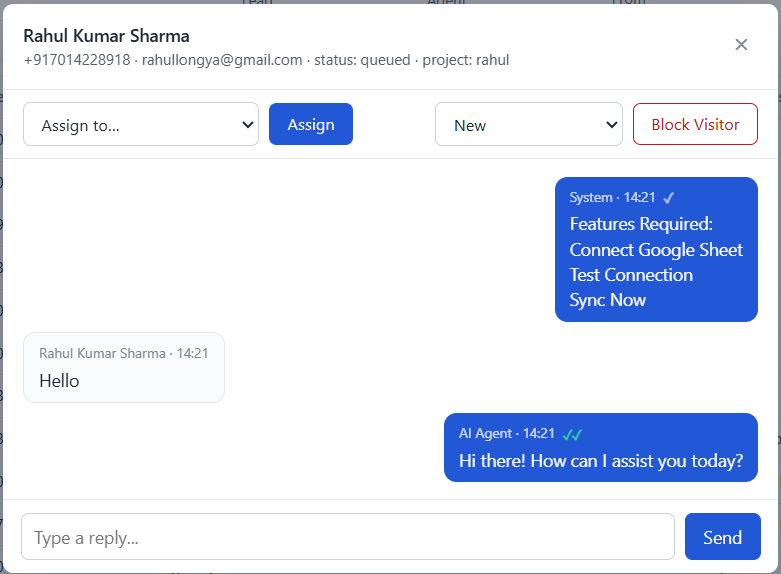 Chat history modal