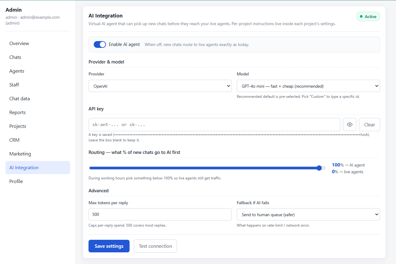 AI Integration page